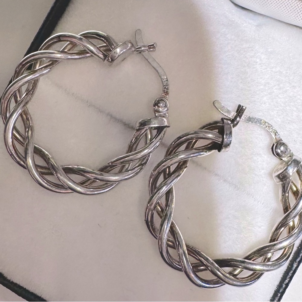 Vintage Handmade Twisted Wire Solid 925 Sterling … - image 2